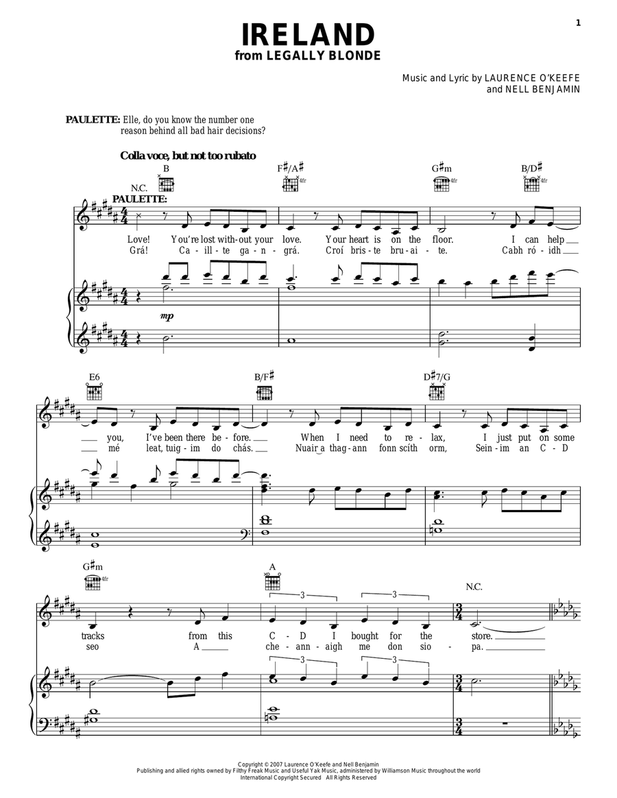 Ireland Piano, Vocal, Guitar scores gallery preview page 1