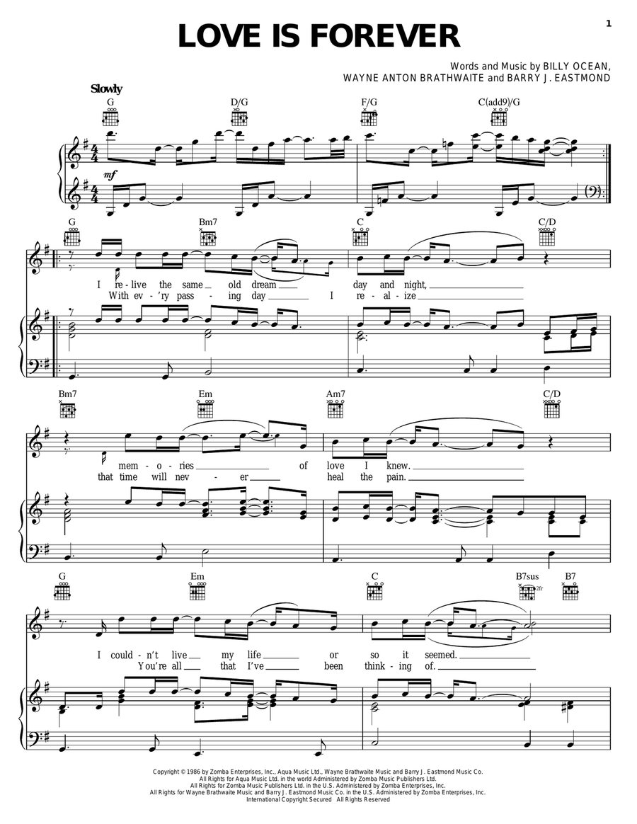 Love Is Forever Piano, Vocal, Guitar scores gallery preview page 1