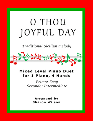Book cover for O Thou Joyful Day (Easy Piano Duet; 1 Piano, 4 Hands)