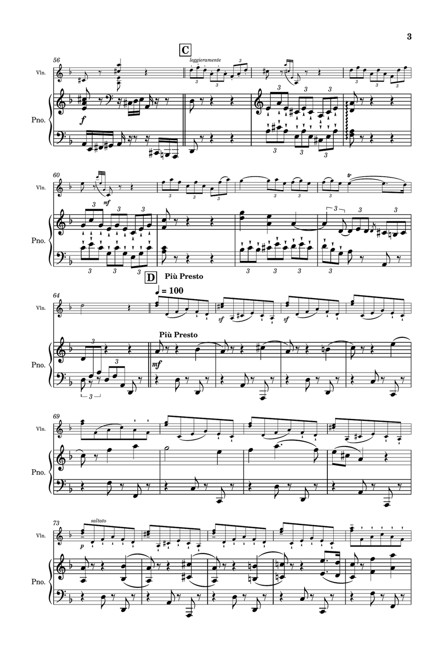 Corelli - Violin Sonata in D minor La Folia, Op.5 No.12 - for violin and piano Duet Original Violin Solo scores gallery preview page 3