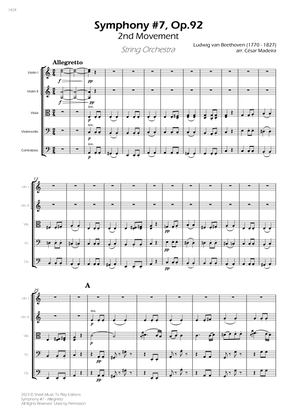 Symphony No.7, Op.92 - Allegretto - String Orchestra (Full Score) - Score Only
