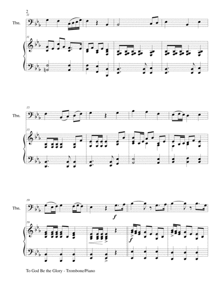 TO GOD BE THE GLORY (Duet – Trombone and Piano/Score and Parts) image number null