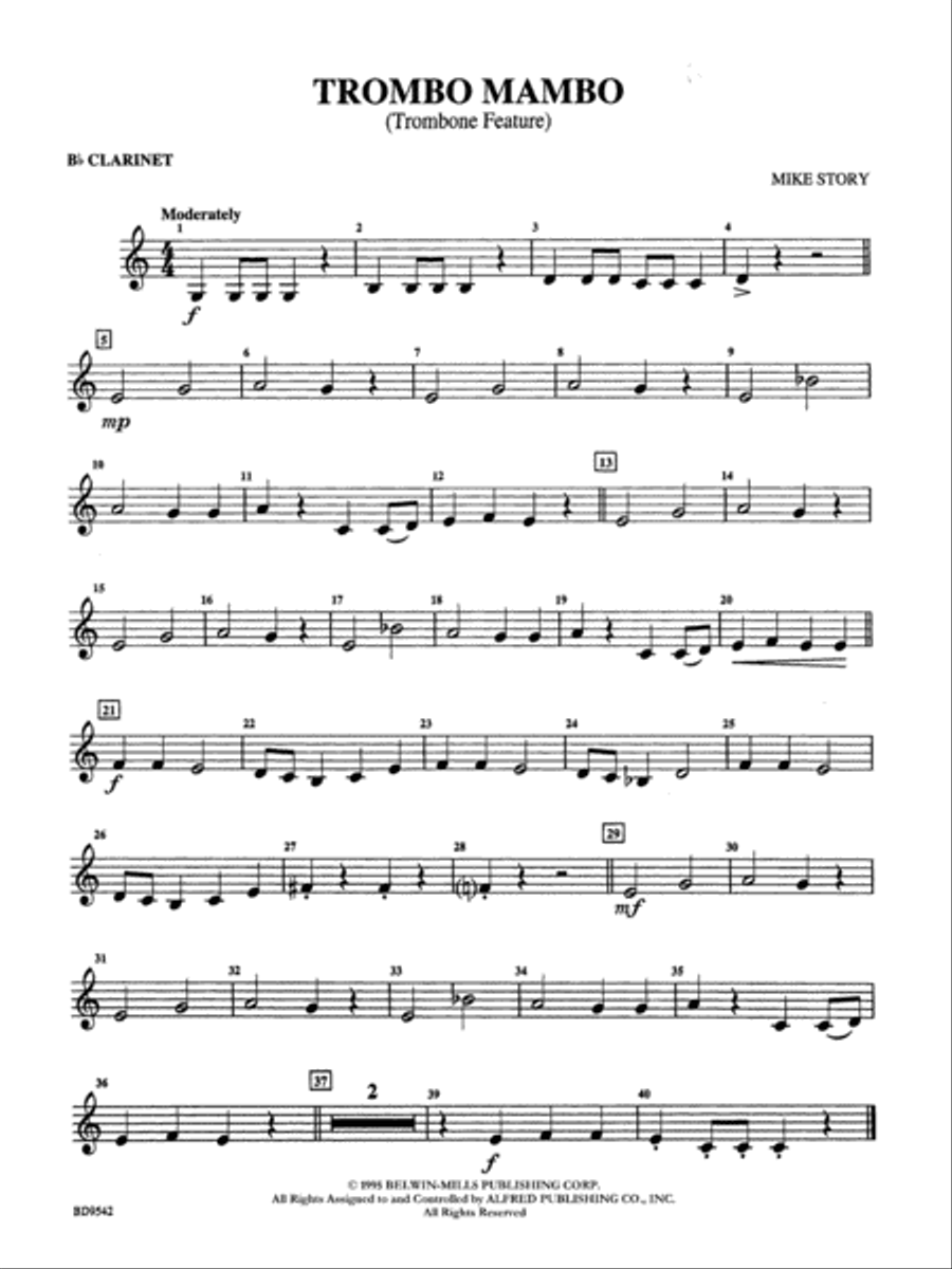 Trombo Mambo (Trombone Feature): 1st B-flat Clarinet Concert Band scores gallery preview page 1