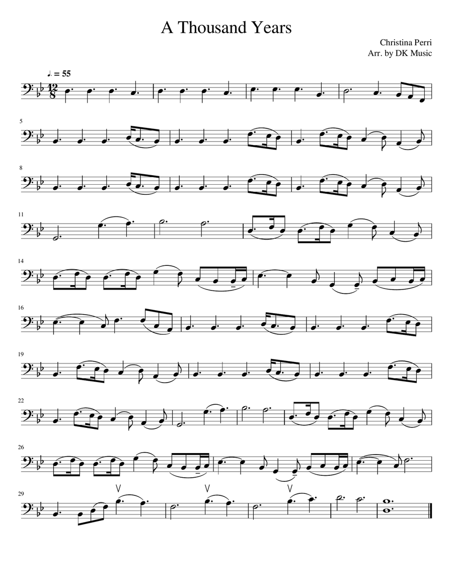 A Thousand Years A Thousand Years Cello Solo scores gallery preview page 1