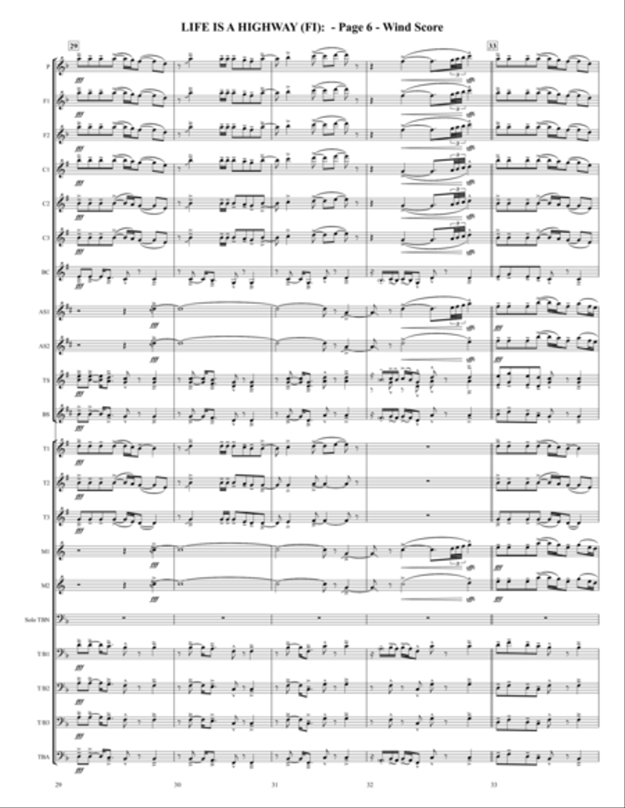 Life Is A Highway Marching Band scores gallery preview page 6