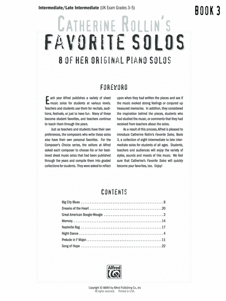 Catherine Rollin's Favorite Solos, Book 3