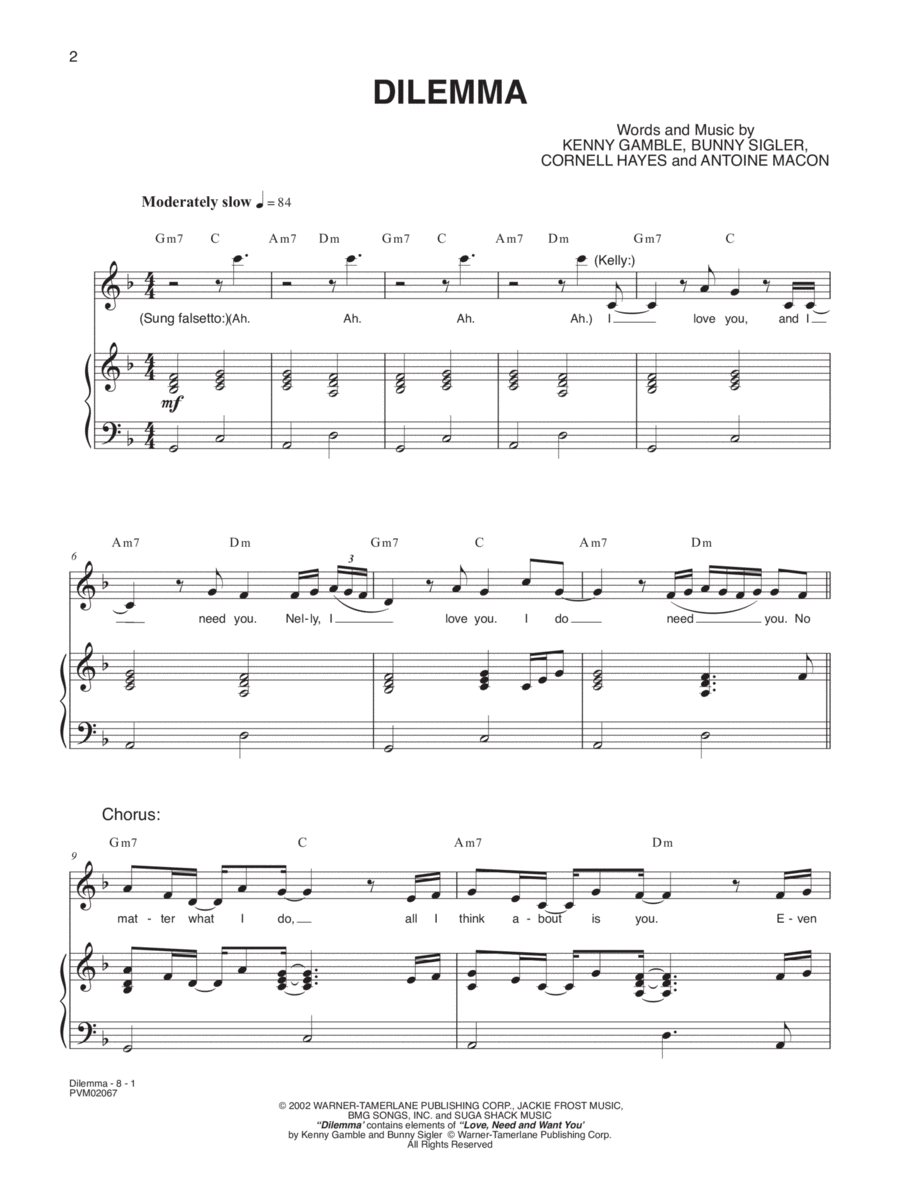 Dilemma Piano, Vocal, Guitar scores gallery preview page 1