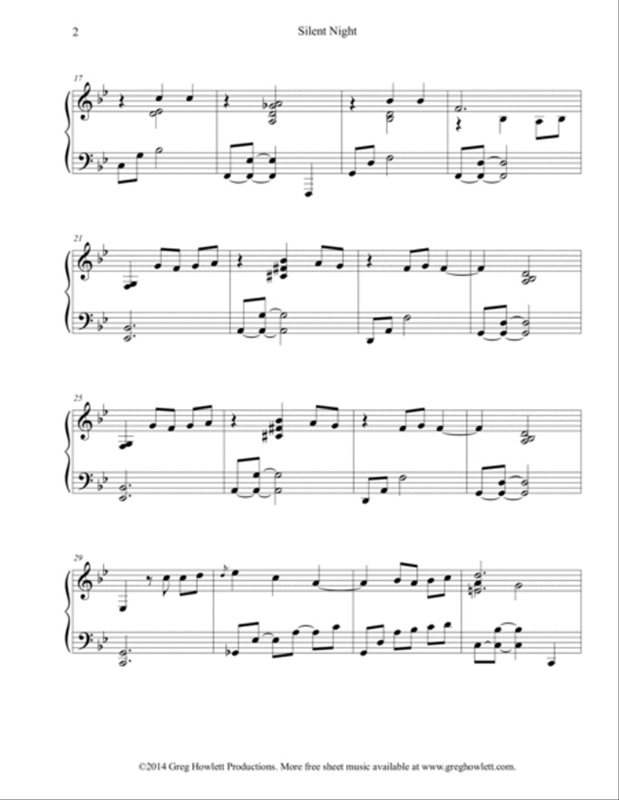 Silent Night Silent Night Piano Solo scores gallery preview page 2