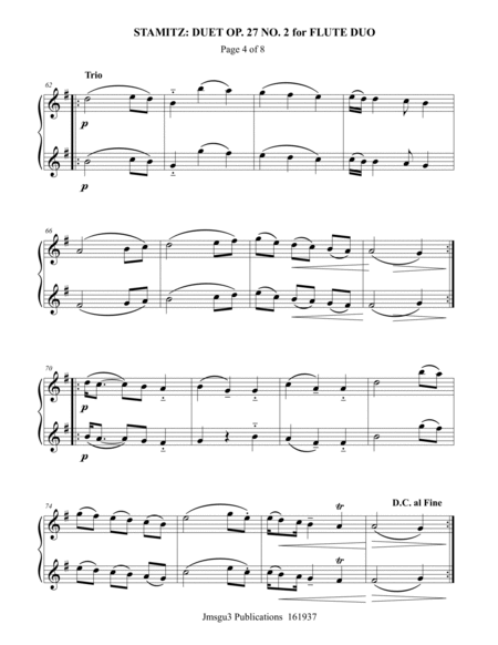 Stamitz: Duet Op. 27 No. 2 for Flute Duo image number null