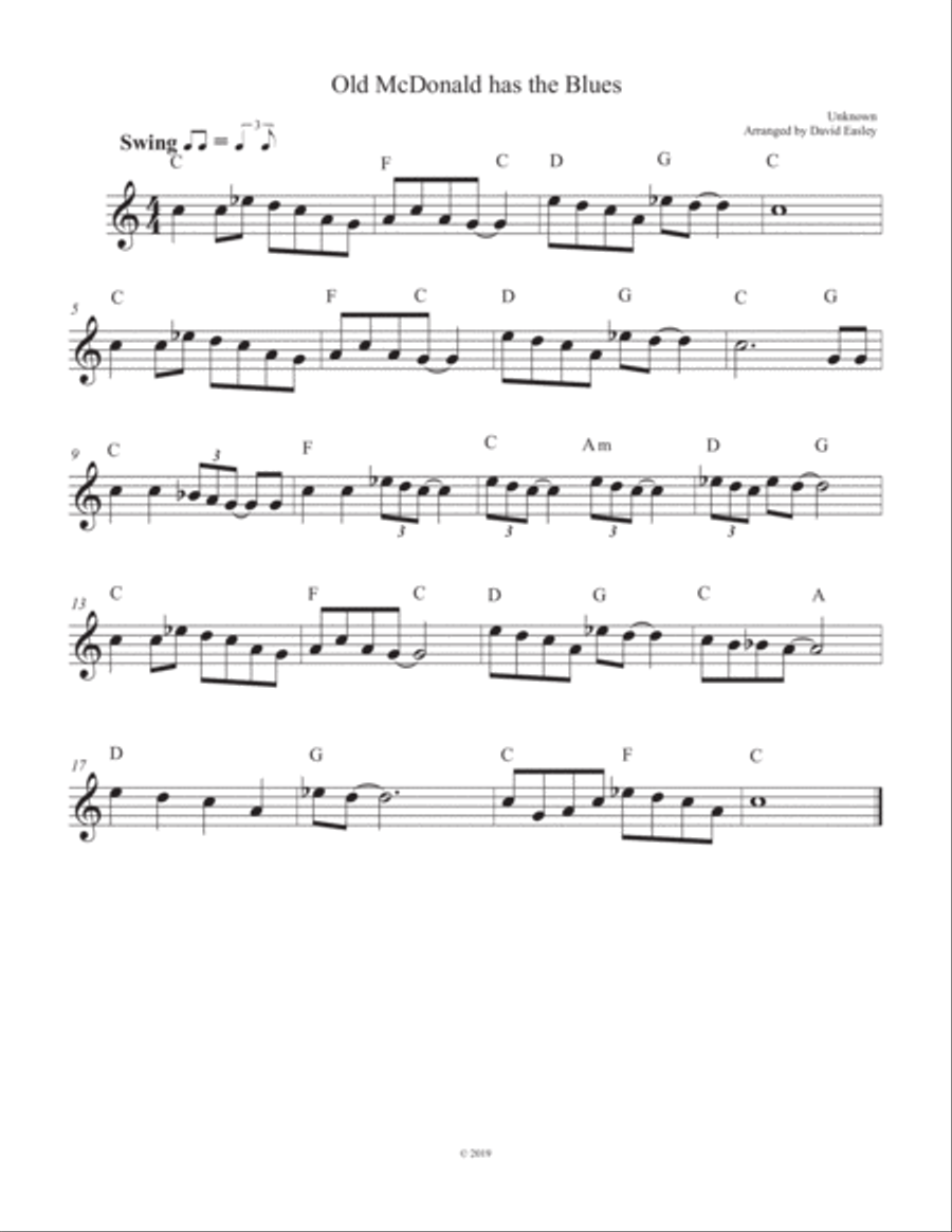 Old McDonald has the Blues Small Ensemble scores gallery preview page 1