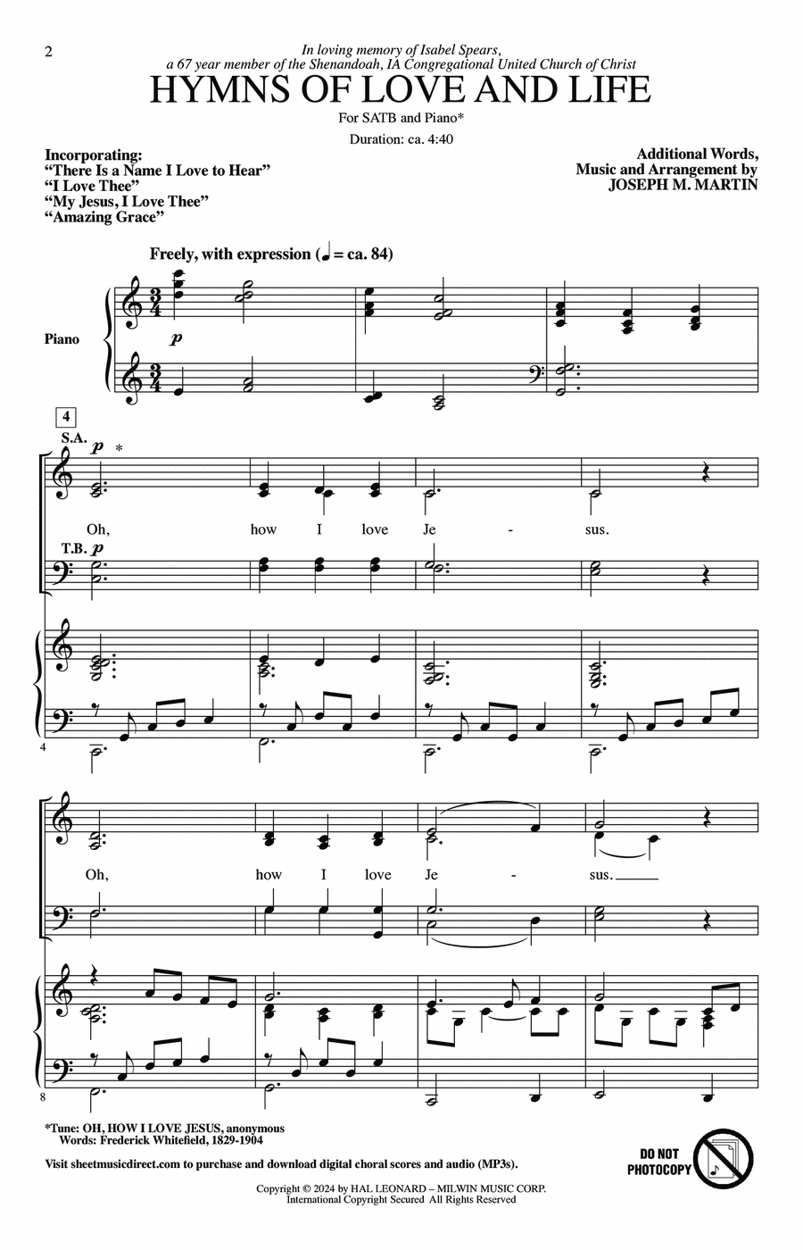 Hymns Of Love And Life Hymns Of Love And Life 4-Part scores gallery preview page 1