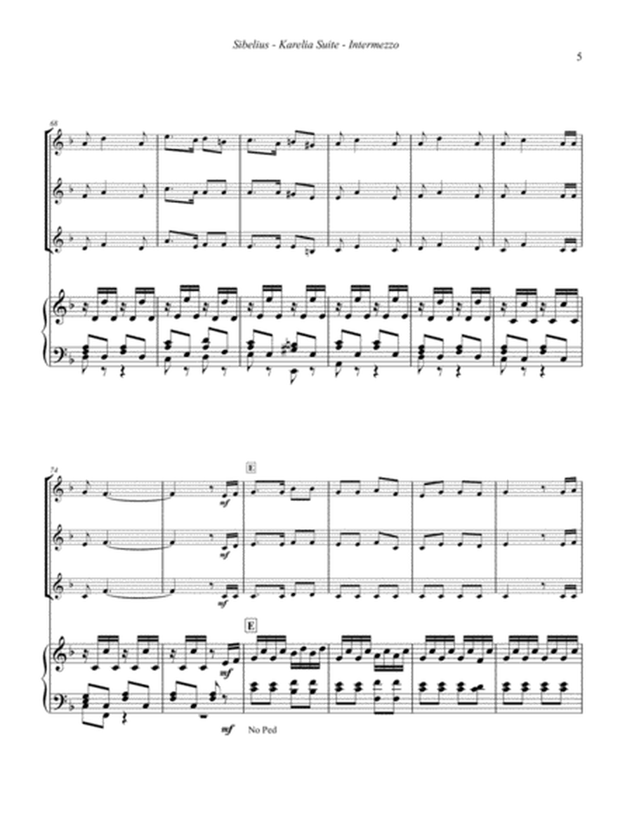 Intermezzo from the Karelia Suite for Three Trumpets and Organ