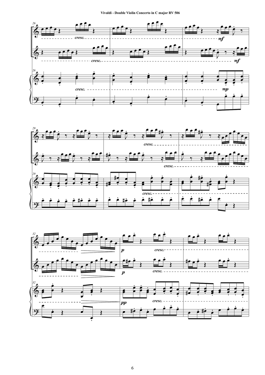 Vivaldi - Double Violin Concerto in C major RV 506 for Two Violins and Piano String Duet scores gallery preview page 6