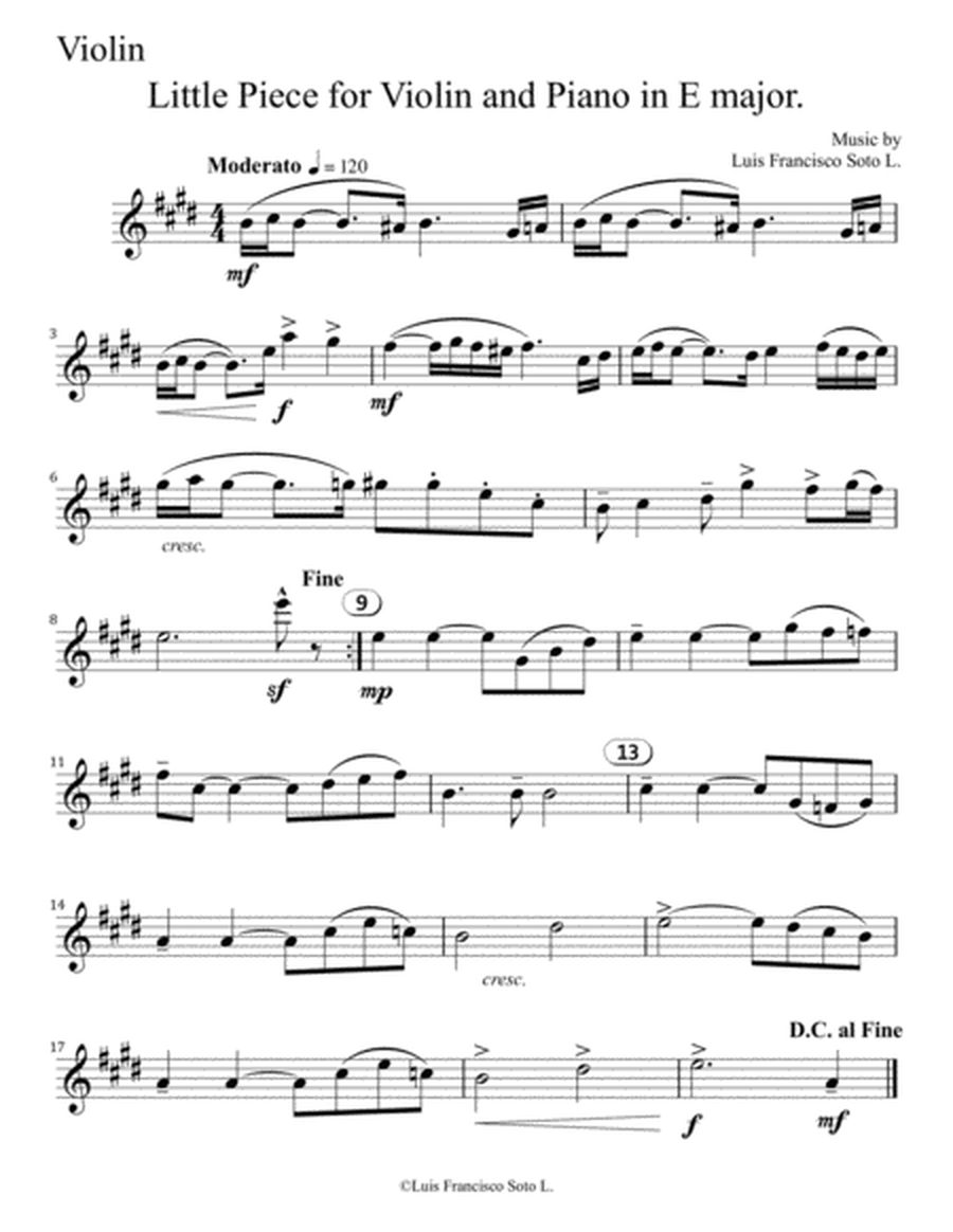 Little Piece for Violin and Piano in E Major image number null