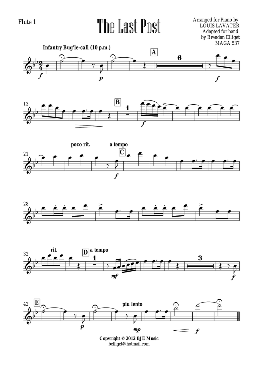The Last Post - Solo Trumpet with Concert Band - Score and Parts PDF Concert Band scores gallery preview page 3