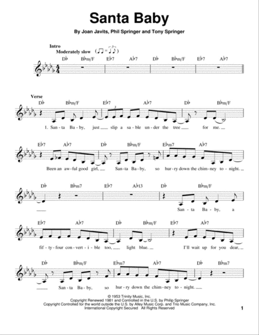 Santa Baby Voice scores gallery preview page 1