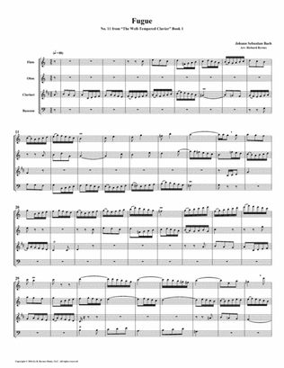 Fugue 11 from Well-Tempered Clavier, Book 1 (Woodwind Quartet)