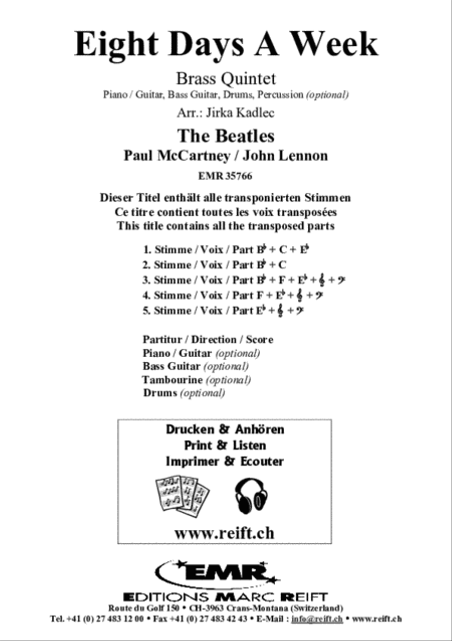Eight Days A Week Brass Band scores gallery preview page 2