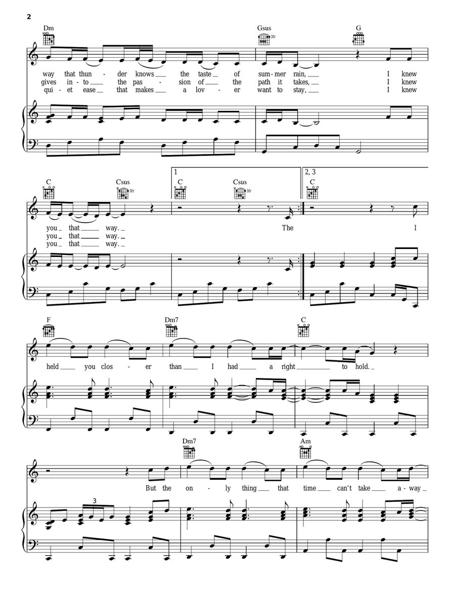 I Knew You That Way Piano, Vocal, Guitar scores gallery preview page 2