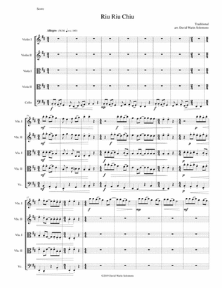 Book cover for Riu Riu Chiu arranged for string quintet (2 violins, 2 violas, 1 cello)