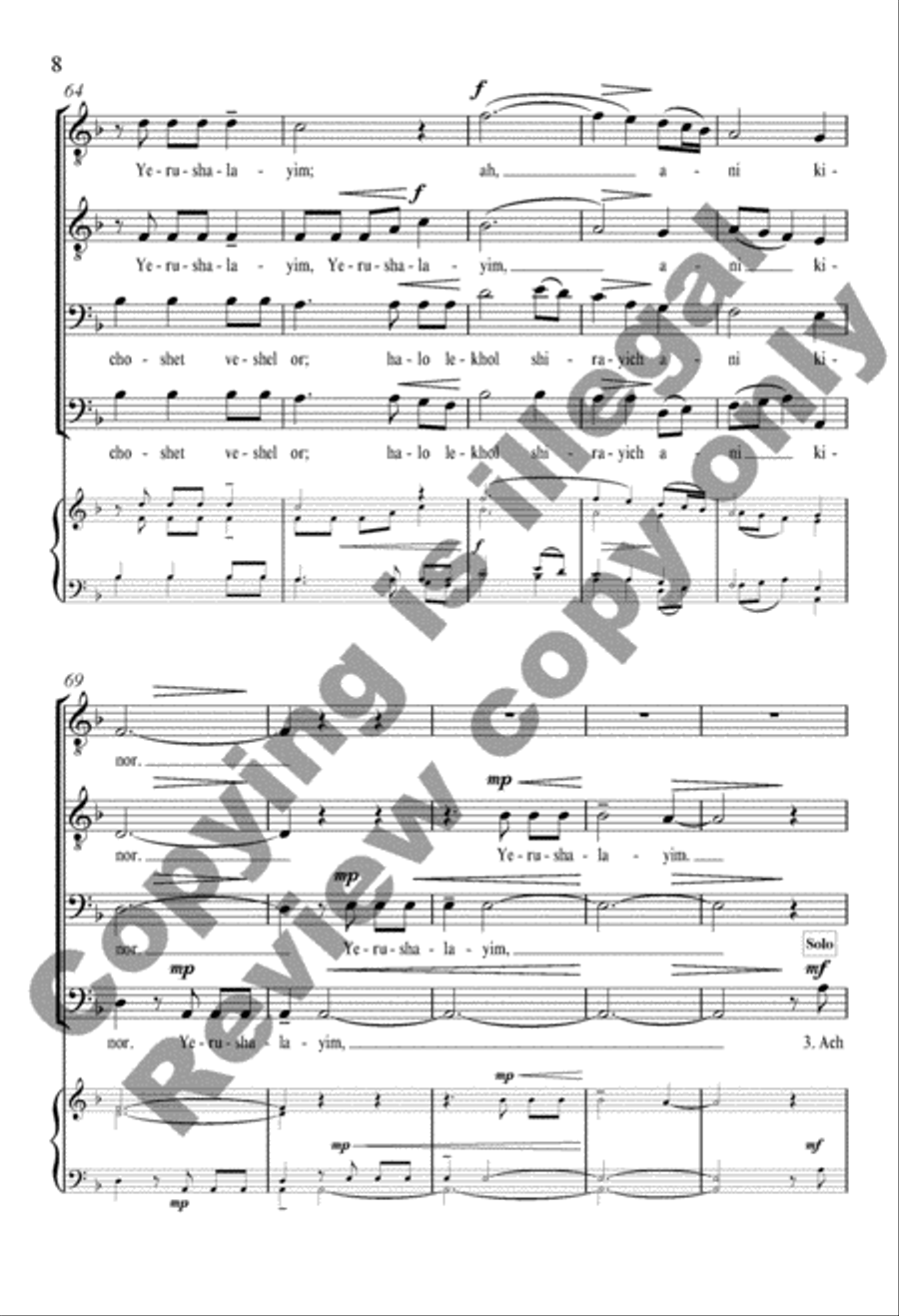 Yerushalayim Shel Zahav: (Jerusalem of Gold) TTBB scores gallery preview page 23