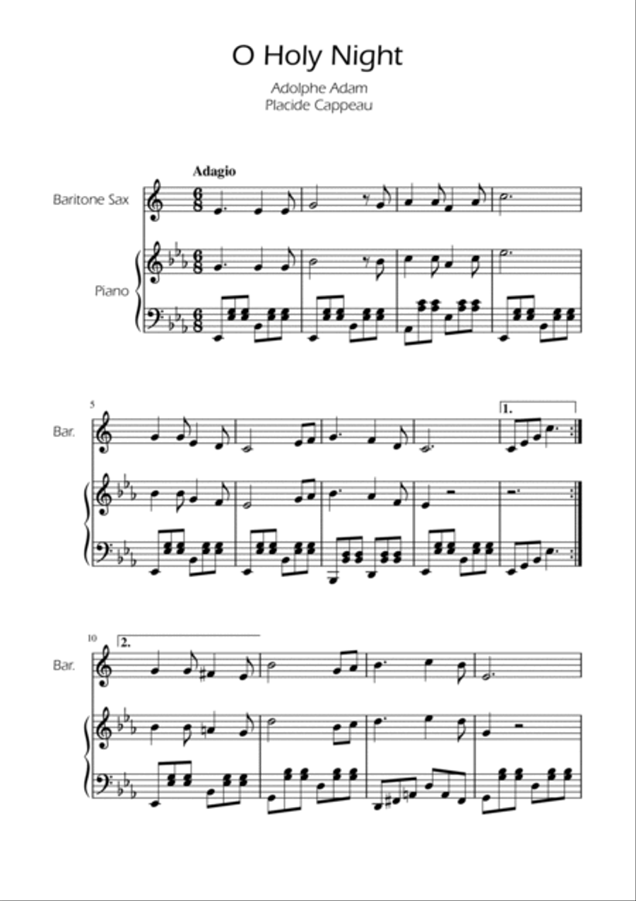 O Holy Night - Baritone Sax Solo w/ Piano Baritone Saxophone scores gallery preview page 3