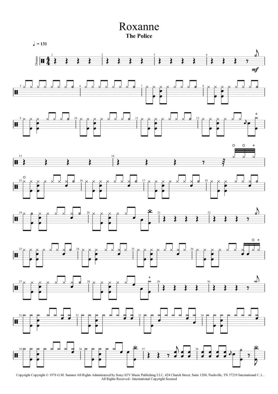 Roxanne Drum Set scores gallery preview page 1