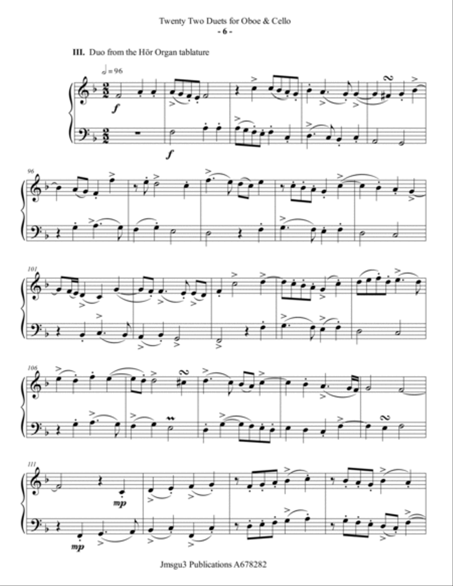 Josquin: 22 Duets for Oboe & Cello Oboe scores gallery preview page 6