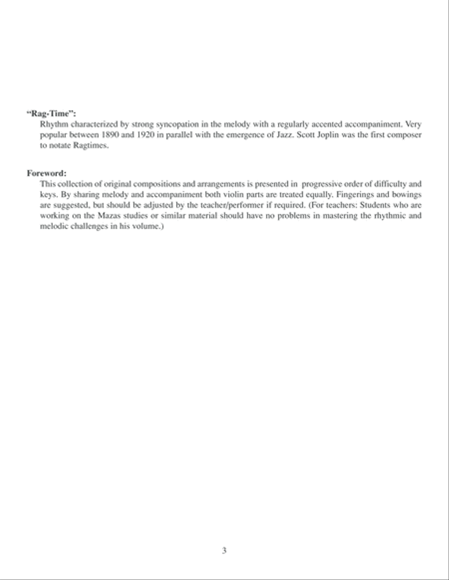 Ragtimes for Two Violins Violin Solo scores gallery preview page 4