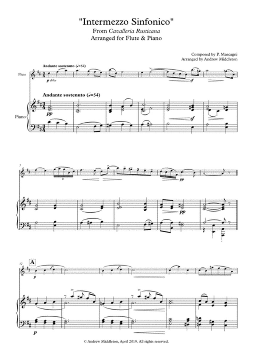 "Intermezzo sinfonico" from Cavlleria Rusticana arranged for Flute and Piano image number null