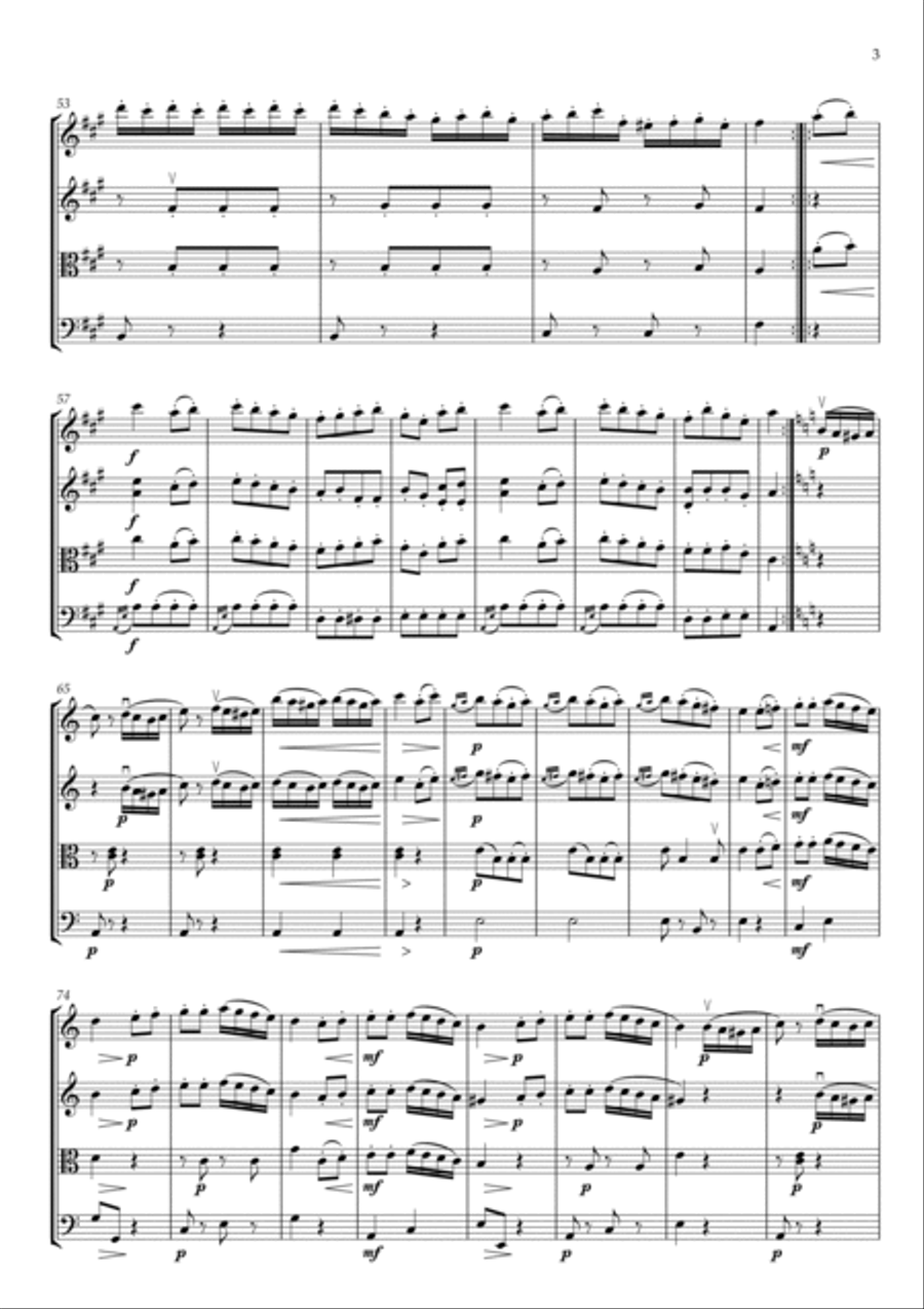 Rondo Alla Turca String Quartet scores gallery preview page 3
