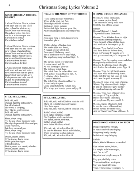 Forty-five Carols for quartets - Lyrics sheets