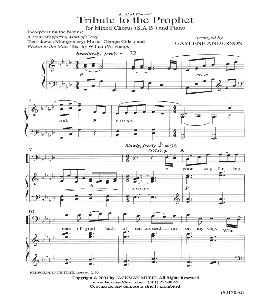 Tribute To The Prophet - SAB 3-Part scores gallery preview page 2