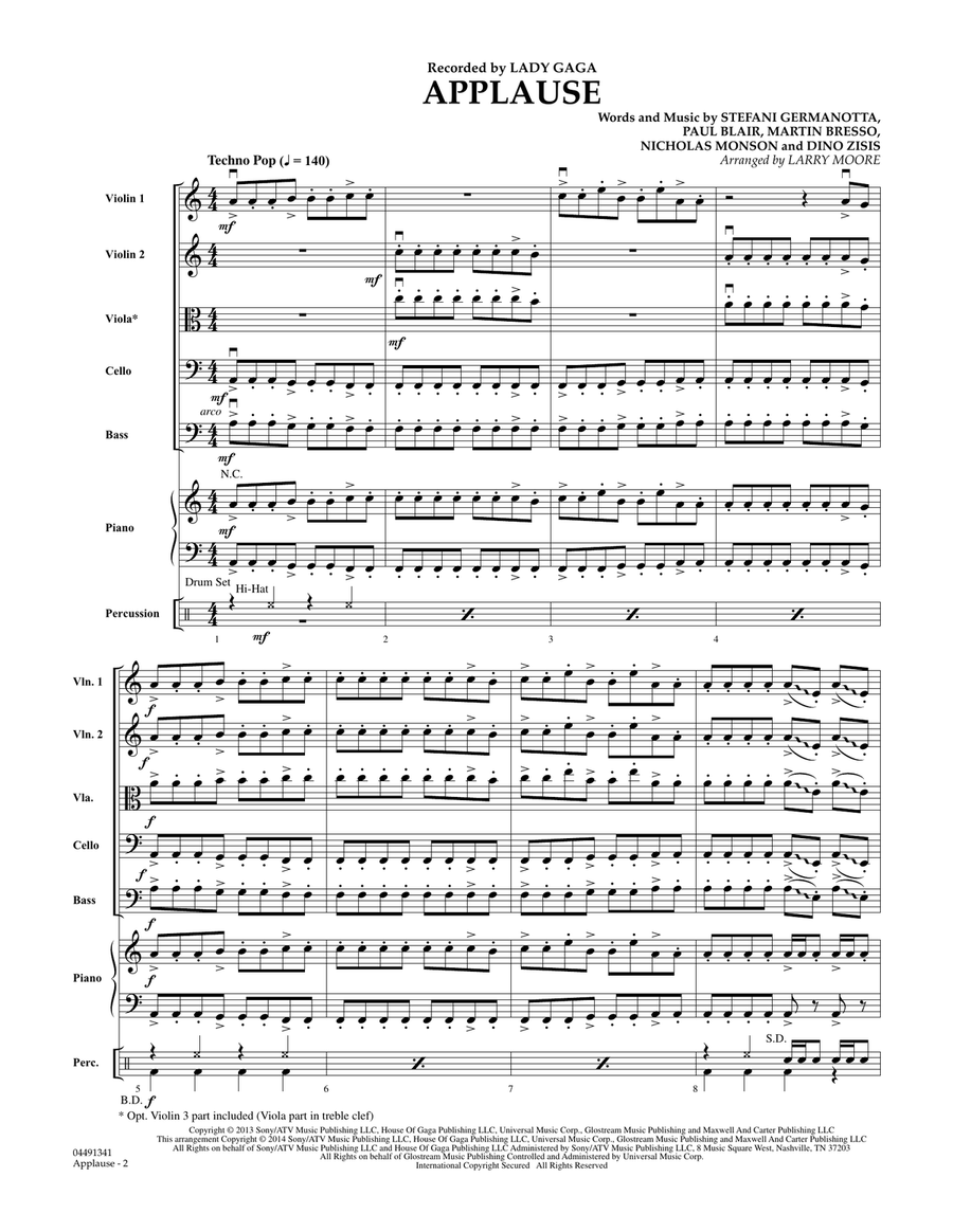 Applause - Conductor Score (Full Score) Orchestra scores gallery preview page 2