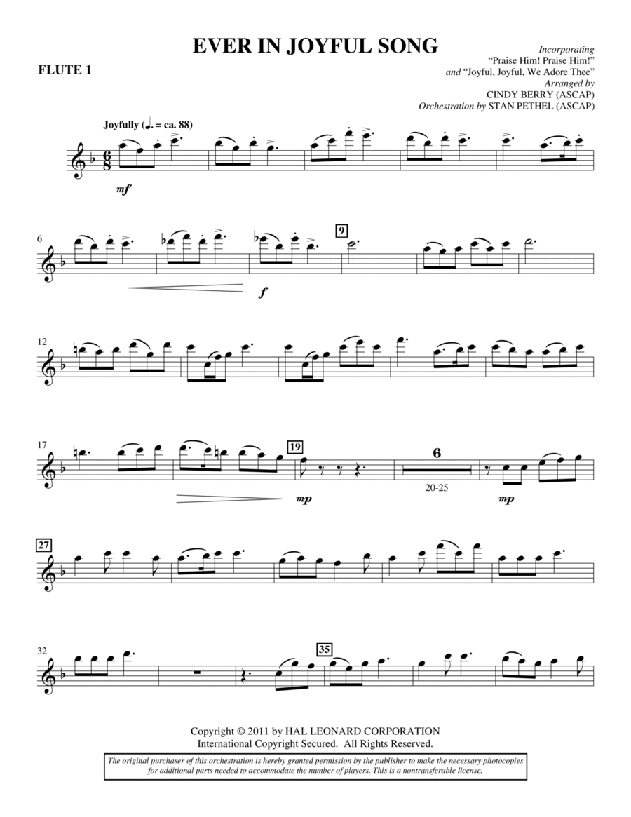 Ever In Joyful Song - Flute 1 Choir scores gallery preview page 1