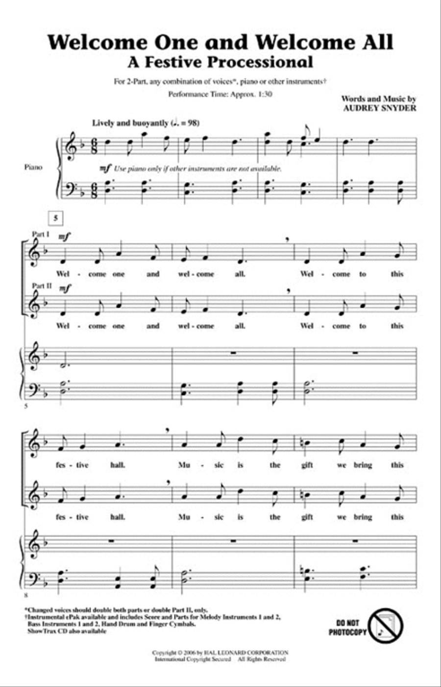 Welcome One and Welcome All – A Festive Processional 2-Part scores gallery preview page 2
