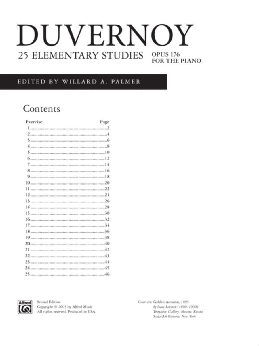 Duvernoy -- 25 Elementary Studies, Op. 176 Piano Method scores gallery preview page 2
