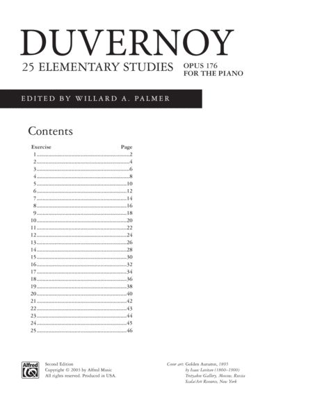 Duvernoy -- 25 Elementary Studies, Op. 176