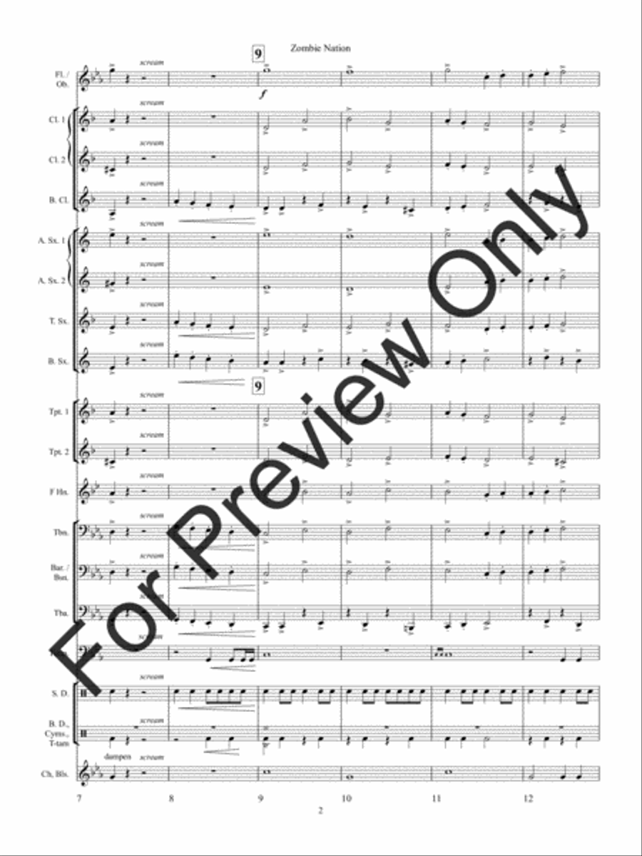 Zombie Nation Concert Band scores gallery preview page 6