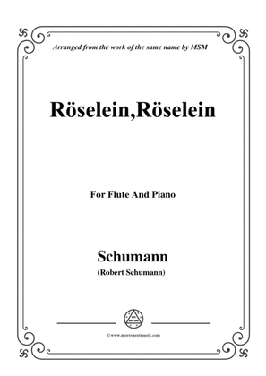 Book cover for Schumann-Röselein,Röselein,for Flute and Piano