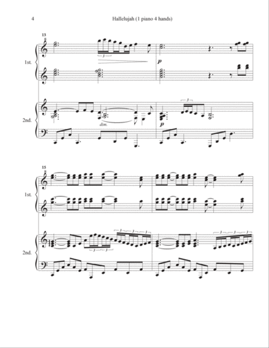 Hallelujah Hallelujah 1 Piano, 4-Hands scores gallery preview page 6