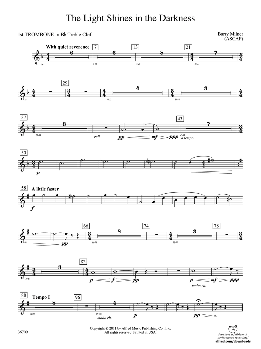 The Light Shines in the Darkness: (World Part) 1st B-flat Trombone T.C.