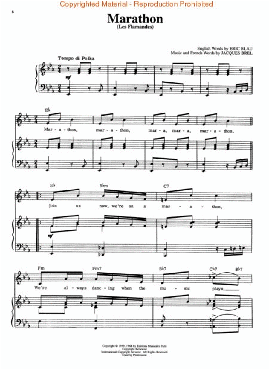 Jacques Brel Is Alive & Well & Living In Paris - Vocal Selections Piano, Vocal, Guitar scores gallery preview page 3