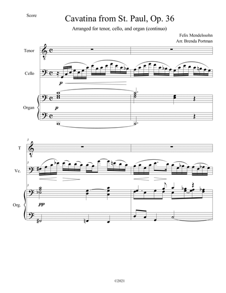 Mendelssohn: Be thou faithful unto death (from St. Paul) arr. for tenor, cello, and organ