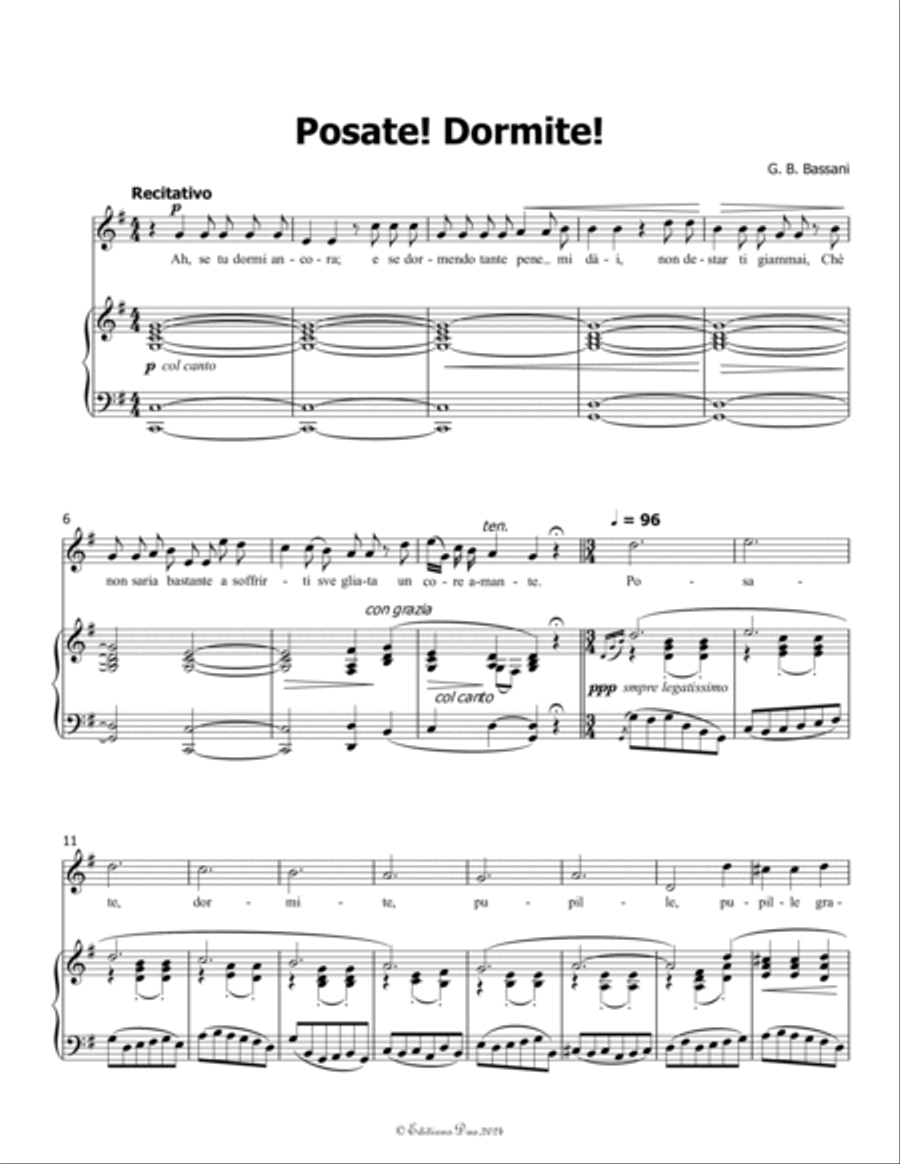 Posate! Dormite! by Bassani, in G Major Voice scores gallery preview page 3