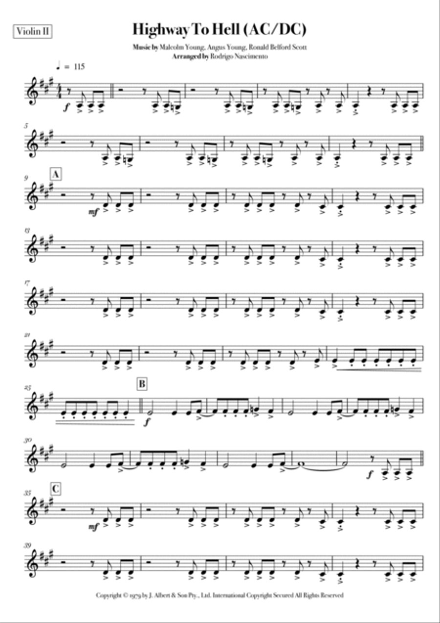 Highway To Hell String Quartet scores gallery preview page 3