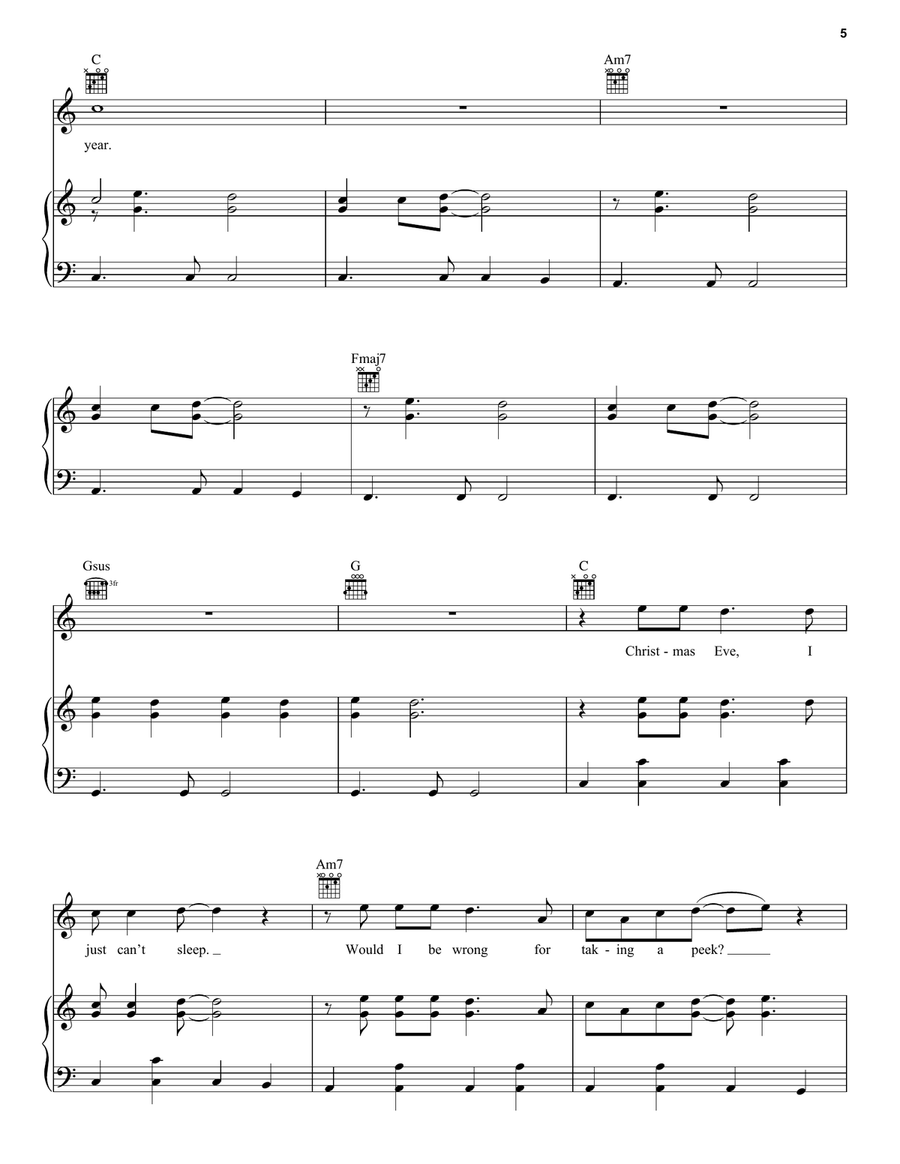 My Only Wish This Year Piano, Vocal, Guitar scores gallery preview page 5