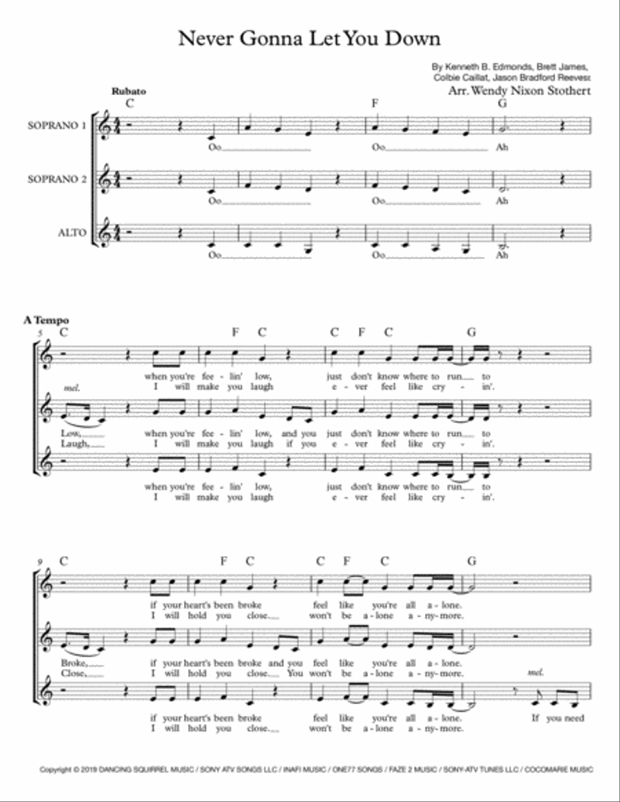 Never Gonna Let You Down SSA scores gallery preview page 1