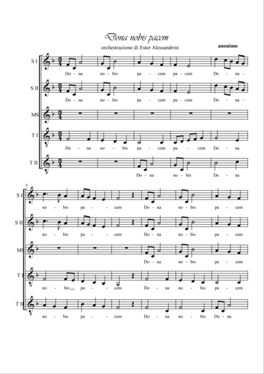Dona nobis pacem. Choir Dona nobis pacem. Choir Choir scores gallery preview page 1