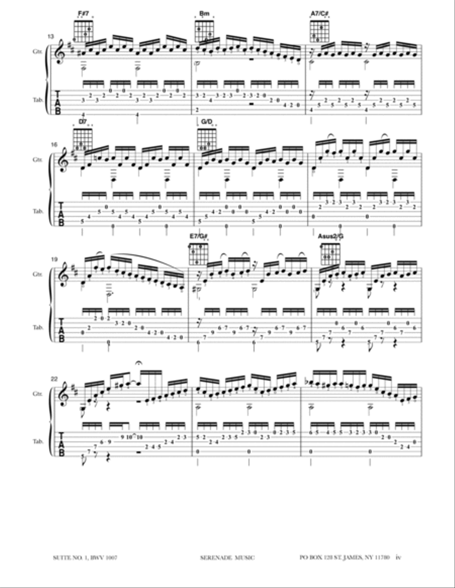 Cello Suite #1 BWV 1007 Arranged for solo guitar Cello Suite #1 BWV 1007 Arranged for solo guitar Cello scores gallery preview page 4